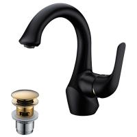 Смеситель Lemark Swan LM5406BG для умывальника монолитный, черный/золото