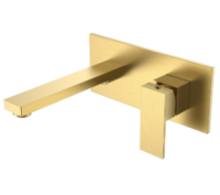 Смеситель для раковины встраиваемый в стену Boheme Qubic 475-MG, матовое золото