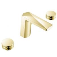 Смеситель для раковины на 3 отверстия Boheme Venturo 150-MG-DIAMOND золото матовое, ручка DIAMOND