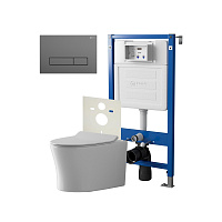 Сет: Инсталляция Point Элемент PN45120 + Клавиша Меркурий  графит PN44831GM + Унитаз Вега PN41711