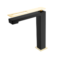 Смеситель для раковины высокий Boheme Q 142-BG, черный/золото