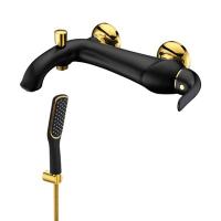 Смеситель Lemark Swan LM5402BG для ванны с коротким монолитным изливом, черный/золото Смеситель Lemark Swan LM5402BG для ванны с коротким монолитным изливом, черный/золото