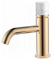 Смеситель для раковины Boheme Stick 121-G-MR-W, золото/белый мрамор