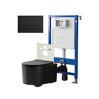 Сет: Инсталляция Point Элемент PN45120 + Клавиша Меркурий черн мат PN44831BM + Унитаз Веста чёрн мат