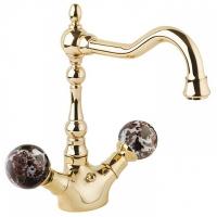 Смеситель Cezares Atlantis LS2-A-03/24-NM Для раковины Золото (ручки Nero Marguina) с д/к