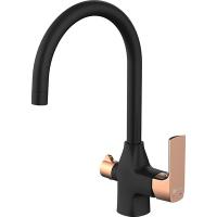 Смеситель Lemark Ursus LM7261BLR для кухни, с подкл. к фильтру питьевой воды, черный/розовое золото Смеситель Lemark Ursus LM7261BLR для кухни, с подкл. к фильтру питьевой воды, черный/розовое золото