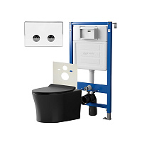 Сет: Инсталляция пневм Point Элемент П PN45121+Клавиша Венера бел/хром PN44071WC+Унитаз Вега чёр мат