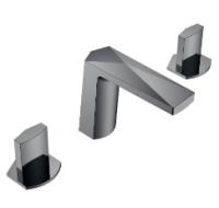 Смеситель для раковины на 3 отверстия Boheme Venturo 150-SGM-ICE черный хром, ручка ICE