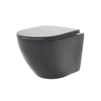 Унитаз подвесной безободковый AquaMe AQM2002MB сиденье микролифт, черный матовый