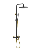 Душевая колонна Boheme Uno термостат 468-T-BG, черная матовая/золото