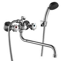 Смеситель Decoroom DR45045R двуручный универсальный с поворотным изливом 300мм, хром Смеситель Decoroom DR45045R двуручный универсальный с поворотным изливом 300мм, хром