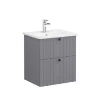 Тумба подвесная с раковиной Vitra Root Groove 60 см 69417, серый матовый Тумба подвесная с раковиной Vitra Root Groove 60 см 69417, серый матовый