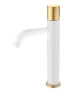 Смеситель для раковины высокий Boheme Stick 122-WG.2, белый глянец/золото