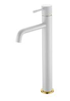 Смеситель для раковины высокий Boheme Uno 462-WG, белый матовый/золото