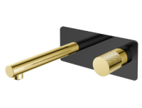 Смеситель для раковины встраиваемый в стену Boheme Stick 125-BG.2, черный матовый/золото