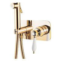 Смеситель Cezares Aphrodite APHRODITE-DIF-03/24-Bi с гигиеническим душем золото 24 карат ручка белая