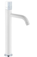 Смеситель для раковины высокий Boheme Stick122-W-MR-WHITE, белый глянец/белый мрамор