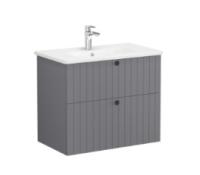 Тумба подвесная с раковиной Vitra Root Groove 80 см 69438, серый матовый Тумба подвесная с раковиной Vitra Root Groove 80 см 69438, серый матовый