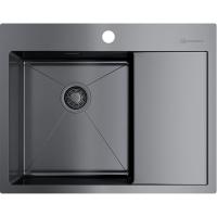Мойка кухонная Omoikiri Akisame 65-GM-L вороненая сталь