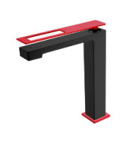 Смеситель для раковины высокий Boheme Q 142-BR, черный/красный