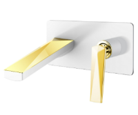 Смеситель для раковины встраиваемый в стену Boheme Venturo 385-W, белый/золото