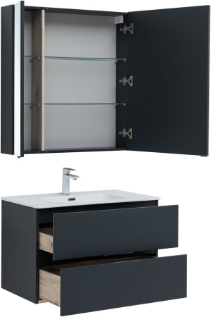 Фото комплект мебели aquanet алвита new 80 2 ящика, антрацит