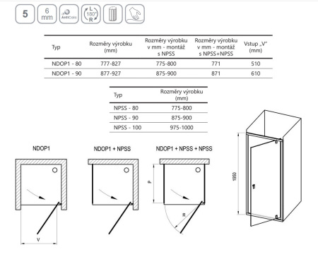 Фото дверь в нишу ravak nexty ndop1-80 03o40c00z1 80*195 см, профиль хром/стекло прозрачное