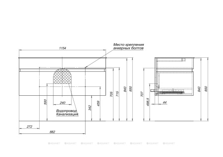Фото тумба подвесная de aqua эскалада 117 белый