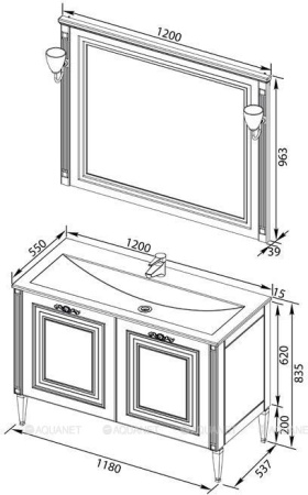 Фото комплект мебели aquanet паола 120 белый/золото (литьевой мрамор)