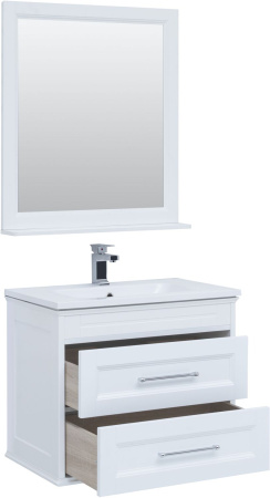 Фото комплект мебели для ванной aquanet бостон м 80 белый матовый