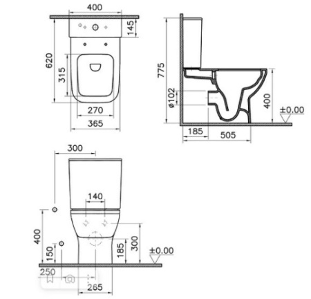 Фото унитаз напольный vitra integra square 9833b003-7204 безободковый, сиденье микролифт