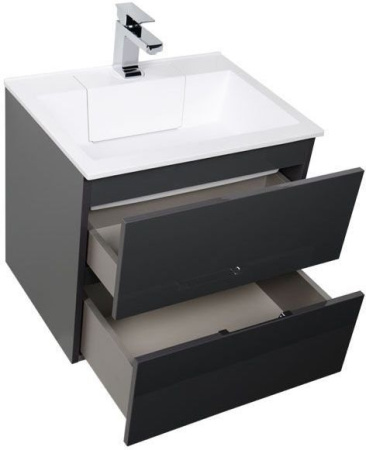 Фото тумба подвесная с раковиной aquanet алвита 60 серый антрацит
