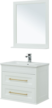 Фото комплект мебели aquanet бостон м 80 белый (ручки золото, раковина бостон)