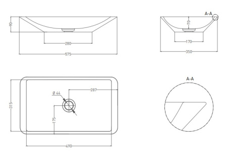 Фото раковина salini s-sense callista 03 1101107grf, глянец покраска по ral полностью