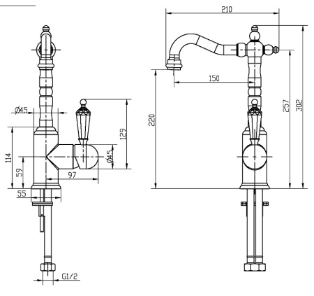 Фото смеситель для раковины boheme brillante ripresa 342, хром