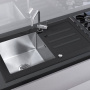 Фото мойка кухонная tolero ceramic glass tg-860 черный  / сталь