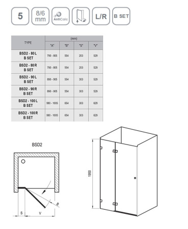 Фото дверь в нишу ravak brilliant bsd2-90 a-r 0up7aa00z1 90*195 см, стекло прозрачное/профиль хром
