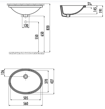 Фото раковина встраиваемая снизу creavit tp216 tp216-00cb00e-0000 37*51 см, белая