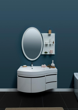 Фото тумба подвесная с раковиной aquanet опера 115 l белый (2 дверцы 2 ящика)