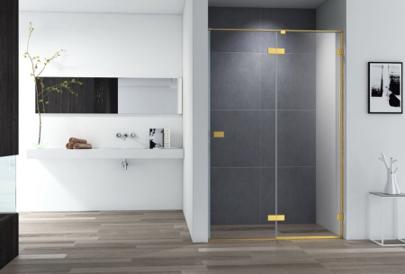 Фото дверь в нишу cezares bellagio bellagio-b-12-100-c-boro 100*197 см, профиль золото браш/стекло прозрачное