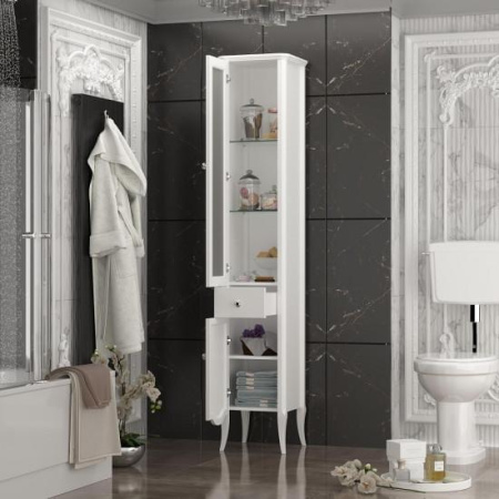 Фото пенал напольный opadiris брунелла левый, белый матовый