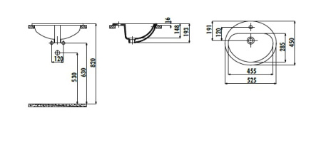 Фото раковина встраиваемая сверху creavit 52*45 см tp225-00cb00e-0000, белая