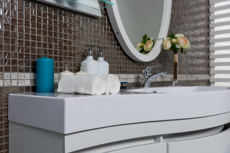 Фото тумба подвесная с раковиной aquanet опера 115 r белый (2 дверцы 2 ящика)