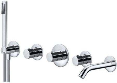 Фото встраиваемый комплект для ванны и душа paffoni modular box mde001st термостат, сталь