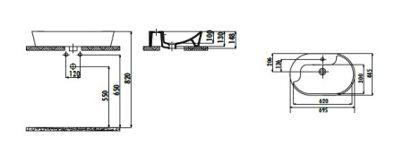 Фото раковина накладная creavit 70*45 см tp172-00cb00e-0000, белая