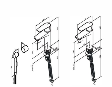 Фото смеситель раковины с гигиеническим душем am.pm gem, хром