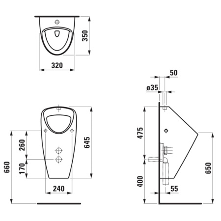 Фото писсуар laufen caprino plus внешний подвод воды, без сенсора