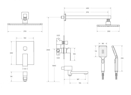 Фото душевая система cezares slider-vdset-01, хром