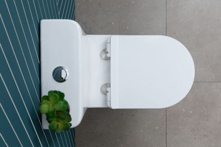 Фото унитаз напольный безободковый aquanet rimless roll 2-c cl-12289 белый, сиденье микролифт