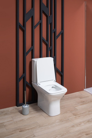 Фото унитаз напольный безободковый aquanet rimless cube 2-c cl-12288 белый, сиденье микролифт